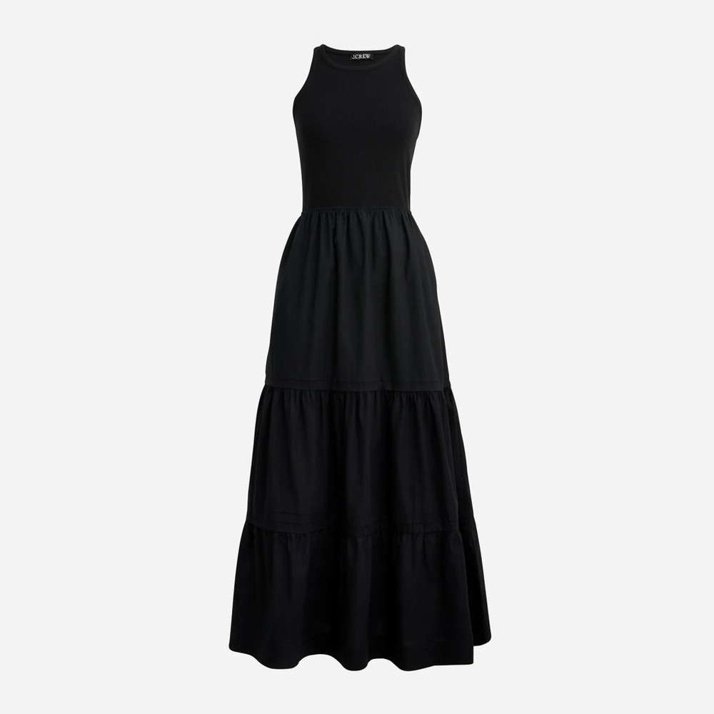 J.Crew BR314 Vintage rib high-neck cutaway tank dress with poplin skirt XS